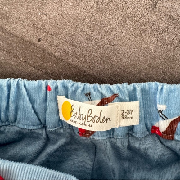 Mini Boden cornflower blue cord bloomers Robin birds 2 3 winter spring girls - Picture 2 of 2